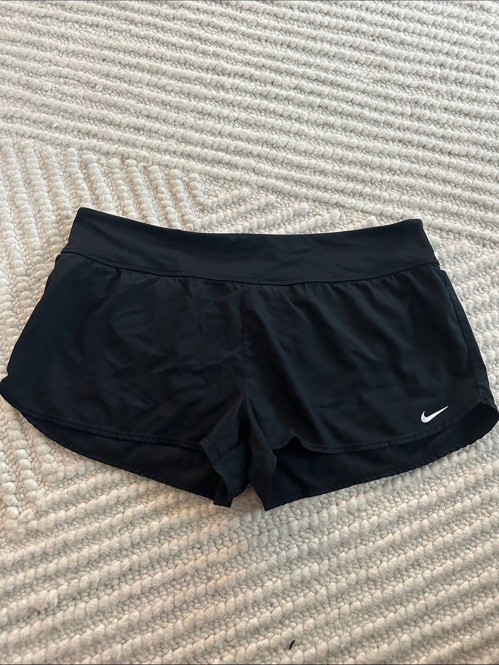 Nike Black Women's Athletic Running Shorts with White Swoosh